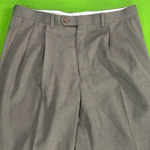 Ralph Lauren Dress Pants Mens 34/30 Brown/Tan Houndstooth Pleated Cuffed Retro